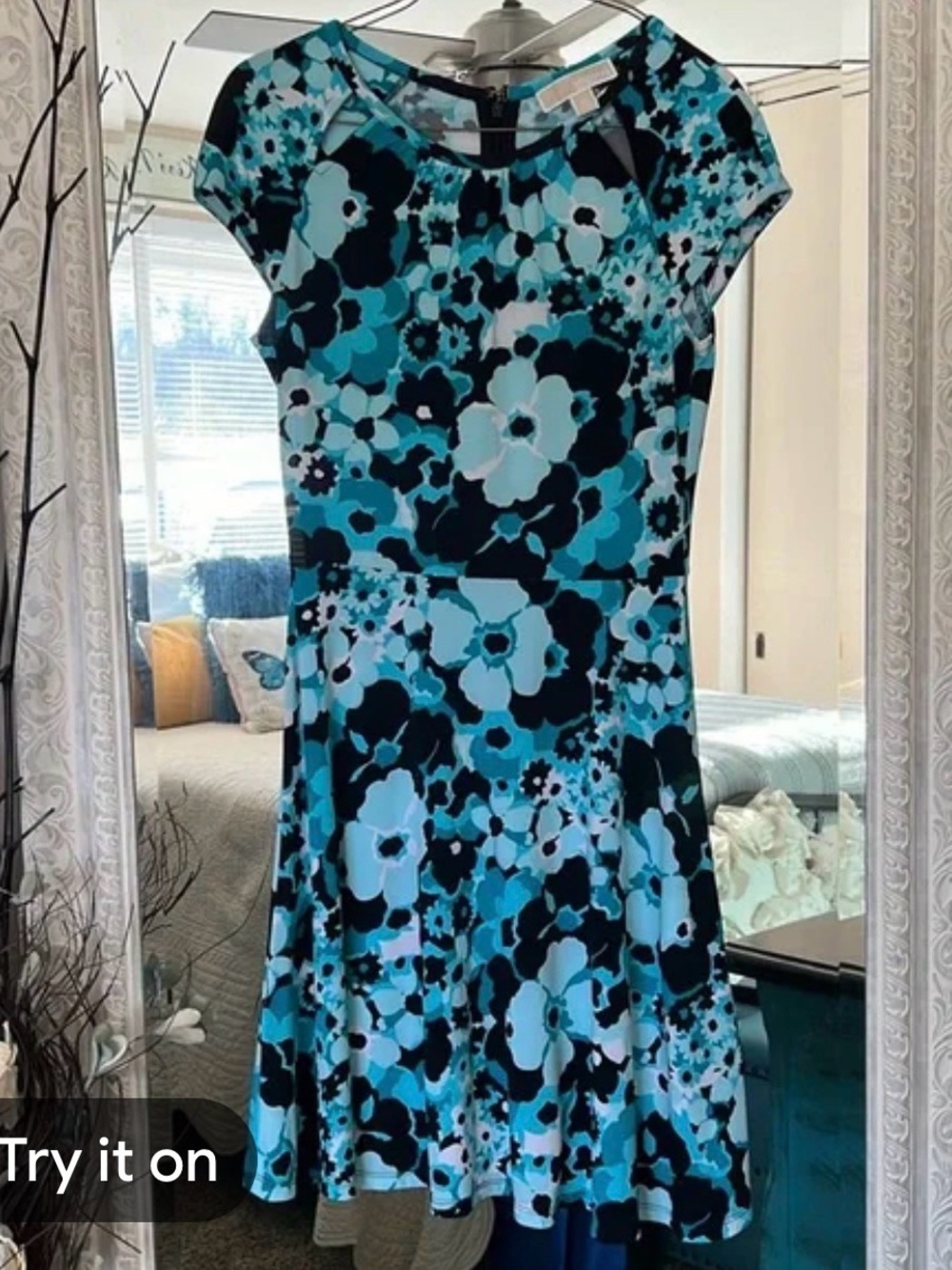 Floral Black and Blue Women's Dress